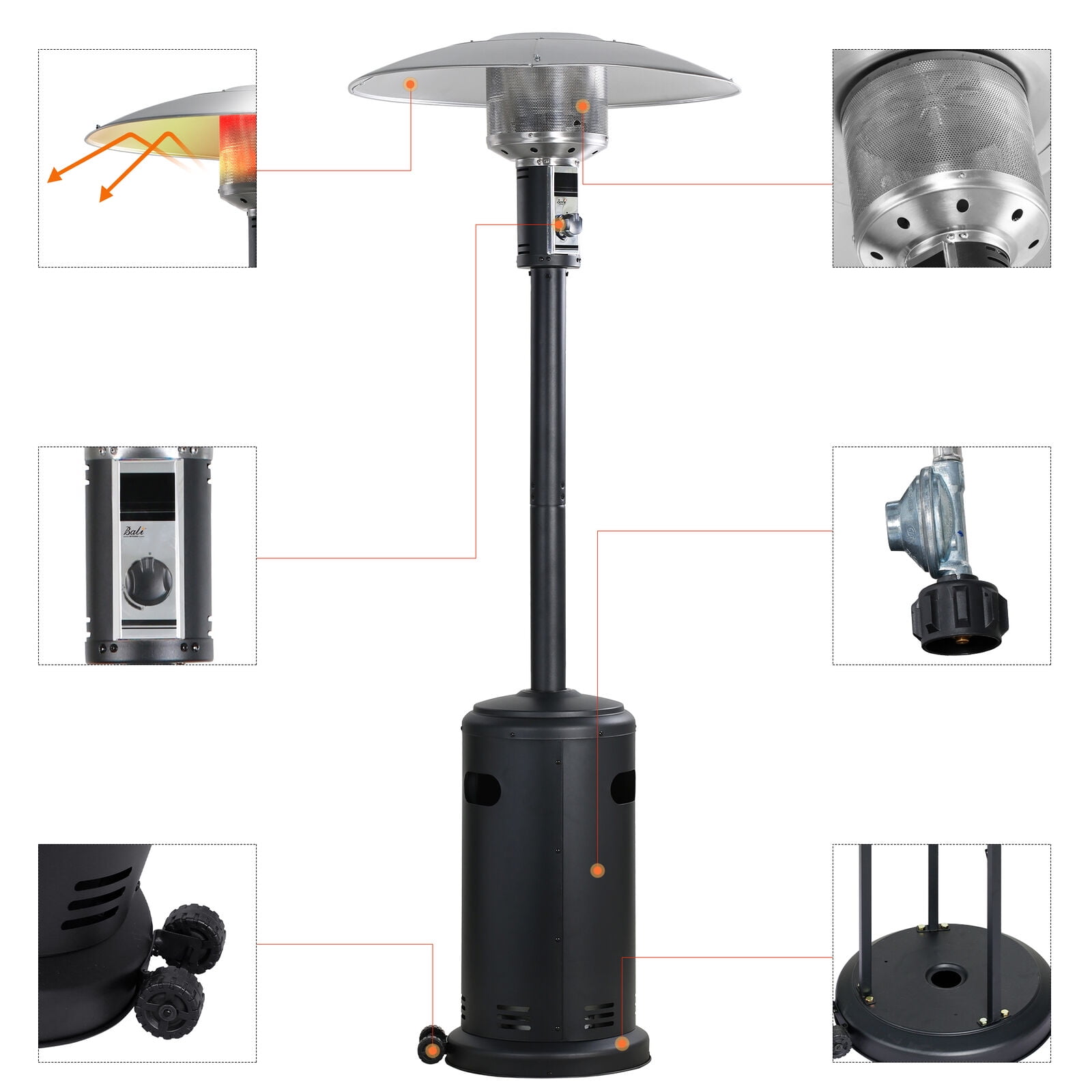 BALI OUTDOORS 40000BTU Patio Heater Propane Gas Outdoor Heater Standing  Wheels - Walmart.com