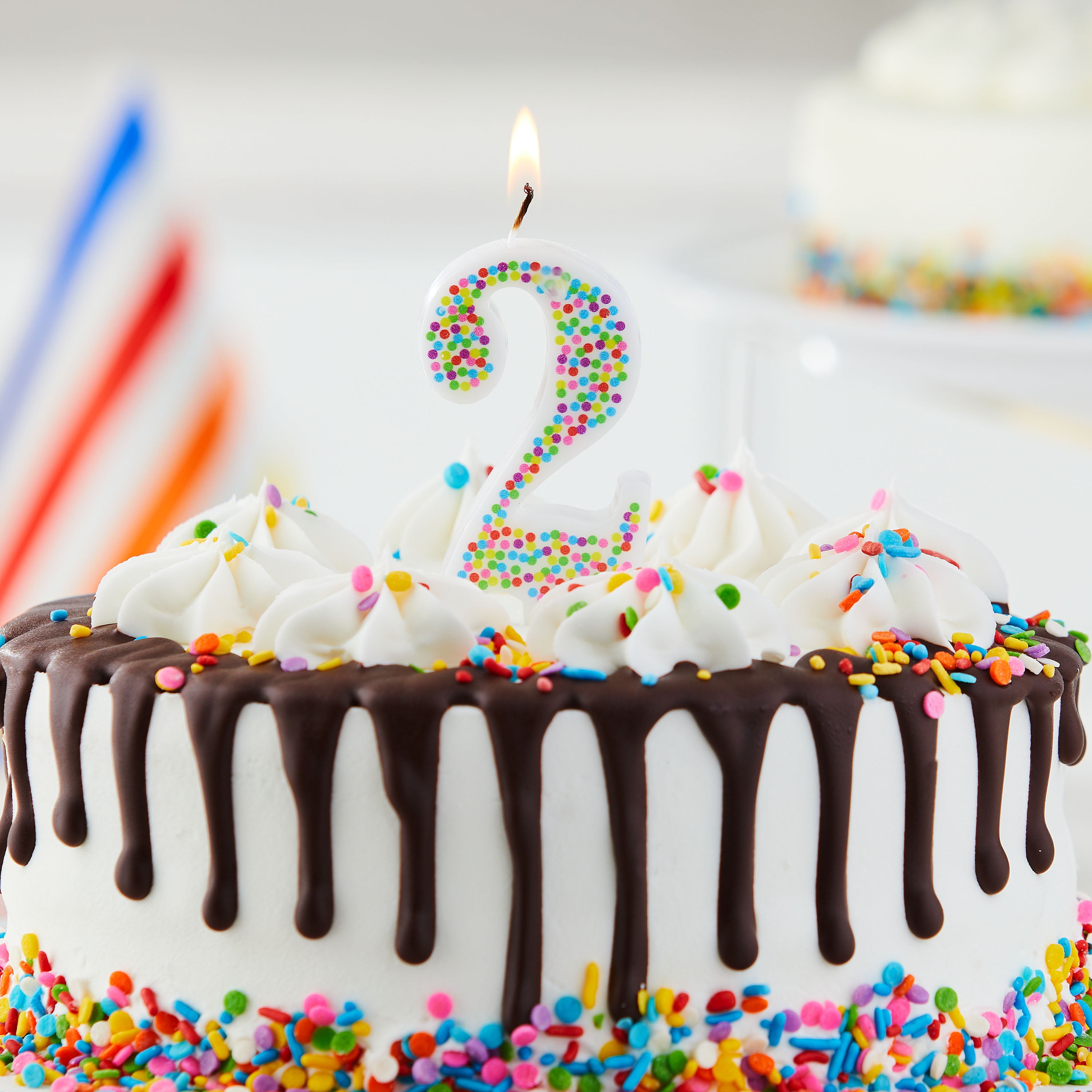 Great Value Birthday Party Candle, Multicolor, Number 2