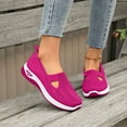 thumbnail image 3 of Willtoo Women's Woven Orthopedic Breathable Soft Shoes Go Walking Slip on Diabetic Foam Shoes Hands Free Slip in Sneakers Arch Support Hot Pink 9 Wide, 3 of 4