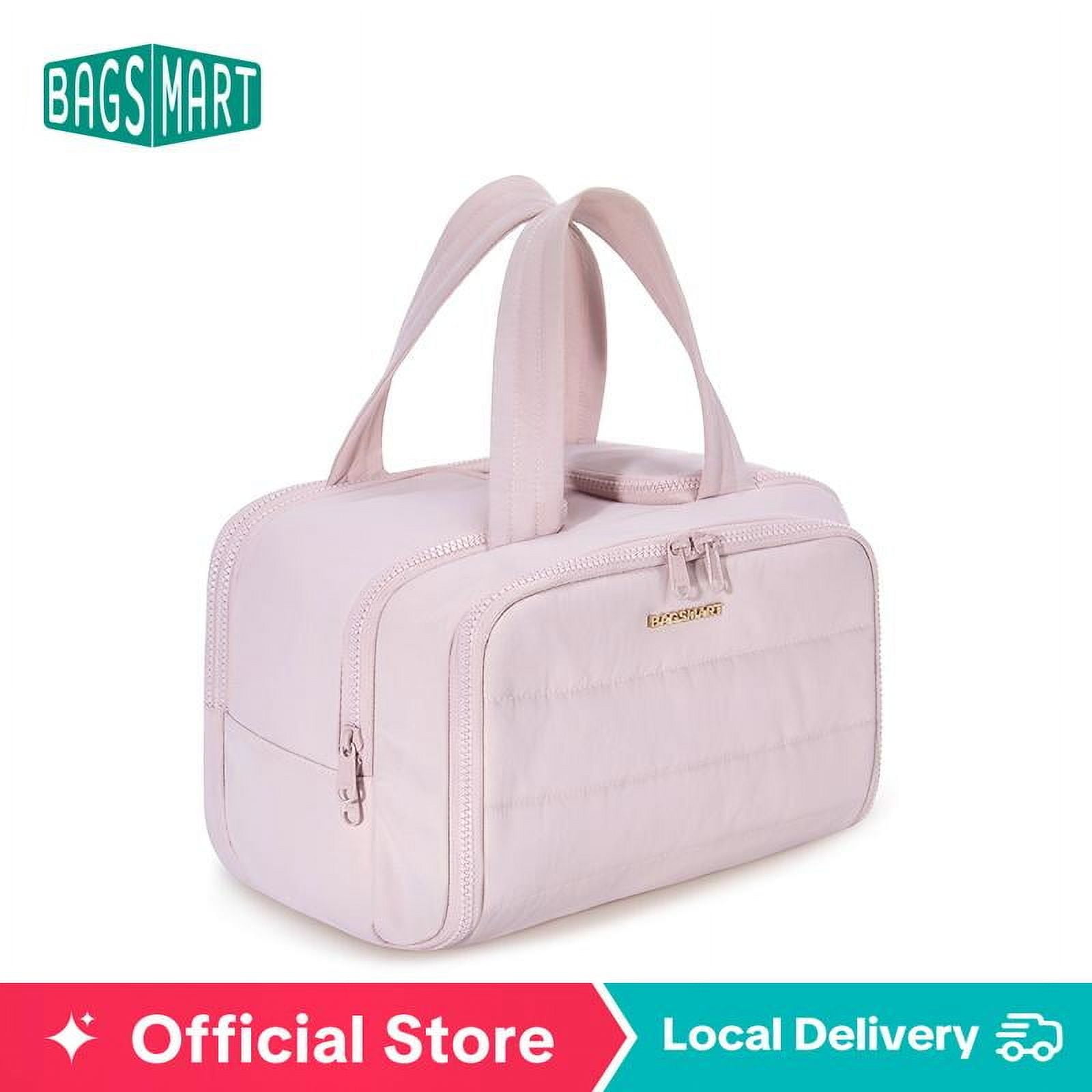 BAGSMART Zora Spacesaver 4-in-1 Puffy Multi-Functional Toiletry Bag for Women – Large Capacity Travel Organizer with 4 Compartments Outdoorfun Makeup Pouch FallFreshness