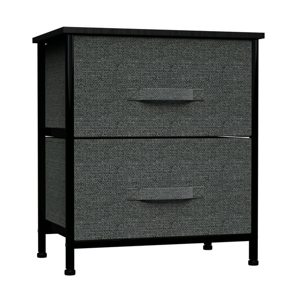TKOOFN 2 Chest Drawers Dresser, Wood Top Organizer Unit Fabric Drresser for Bedroom, Closets, Dorm Room, Living Room