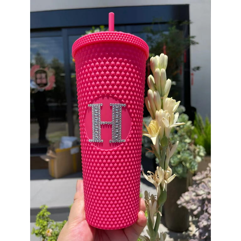 24oz Matte Studded Tumbler with Lid & Straw, Reusable BPA Free Plastic Water Bottle, Travel Friendly Water/ Iced Coffee/ Cold Brew/ Smoothie Textured