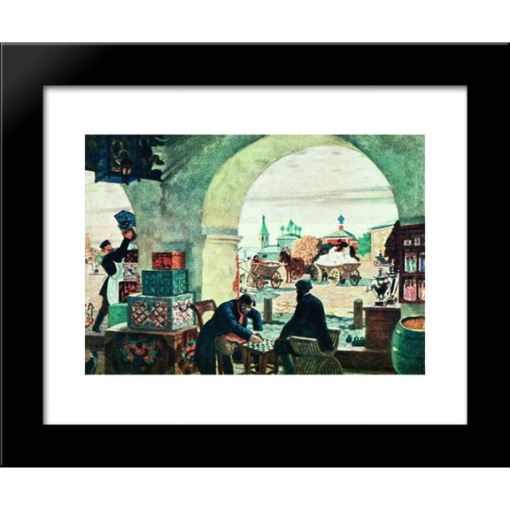 Gostiny Dvor (In a merchant shout) 20x24 Framed Art Print by Boris Kustodiev
