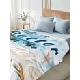 thumbnail image 4 of Summer Coastal Beach King Size Flat Sheet, Wrinkleproof & Fadeproof Cooling Flat Bed Sheet Only, Ocean Wave Starfish Shell Breathable Soft Bedding Top Sheets 105 x 98 Inches, 4 of 8