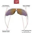 thumbnail image 4 of Rawlings Adult Sport Baseball Sunglasses Lightweight Stylish 100% UV Poly Lens (White/Blue), 4 of 7