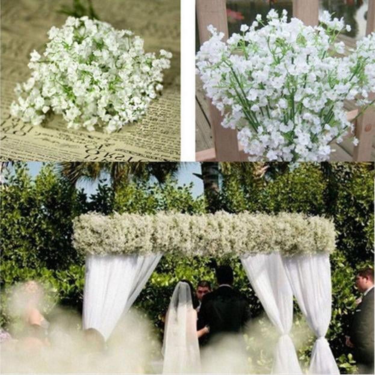 SDJMa Artificial Gypsophila Flower, 2 Forks, 66 White Blooms