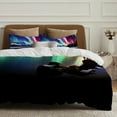 thumbnail image 5 of Pratyus Aurora Borealis Space Art 3-Piece Bedding Set - Soft Peach Skin Fabric - Bedroom Guest Room Decor - Machine Washable 87x68in, 5 of 8