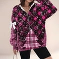 thumbnail image 3 of Christmas Jacket For Women Hooded Front Zip Xmas Print Bow Outwear Plus Size Casual Holiday Cardigan With Pockets (XL, Hot Pink), 3 of 4