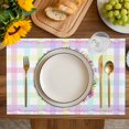 thumbnail image 4 of Happy Easter Placemats Set of 12, Spring Flower Pastoral Butterfly Colorful Stripes Placemats for Dining Table, Place Mats for Kitchen Tabletop, Waterproof Wipeable Dining Table Mats Set, 4 of 9