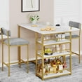 thumbnail image 3 of Huloretions Dining Table Set,Bar Table And Chairs For 2,Kitchen Table Set With 2 Upholstered Chairs,3 Large Storage Shelves,Pub Table Set For Small Space Breakfast, 3 of 9