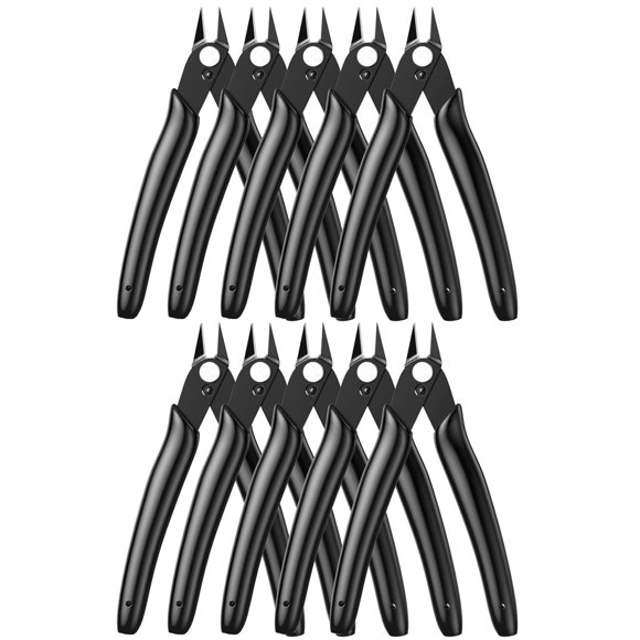 Cortadores de alambre BOENFU, pequeños, de precisión, 13 cm, 10 unidades, color negro