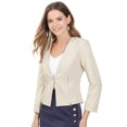 thumbnail image 1 of INSPIRE CHIC Oficina de trabajo para mujer, sin cuello, con cremallera, abrigo corto, traje, chaqueta, chaqueta cortada Beige XS, 1 of 6