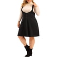 thumbnail image 4 of Agnes Orinda Women' s Plus?Size Suspender Skirt Detachable Strap A-Line Basic High Waist Overall Dress 1X Black, 4 of 5