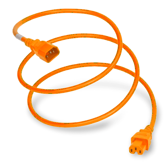 World Cord Sets 10 Foot IEC 60320 C14 to C15 High Temperature Equipment 15 Amp Power Cable (Orange)