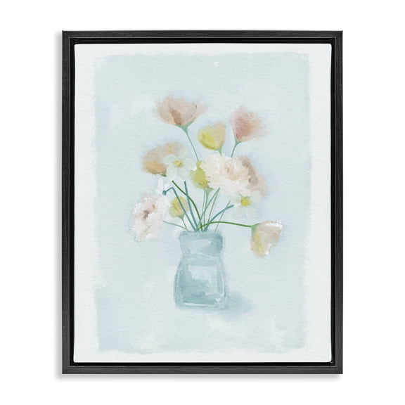 Stupell Industries Pretty Florals in Vase Black Framed Floater Canvas Wall Art, design by Leah Straatsma