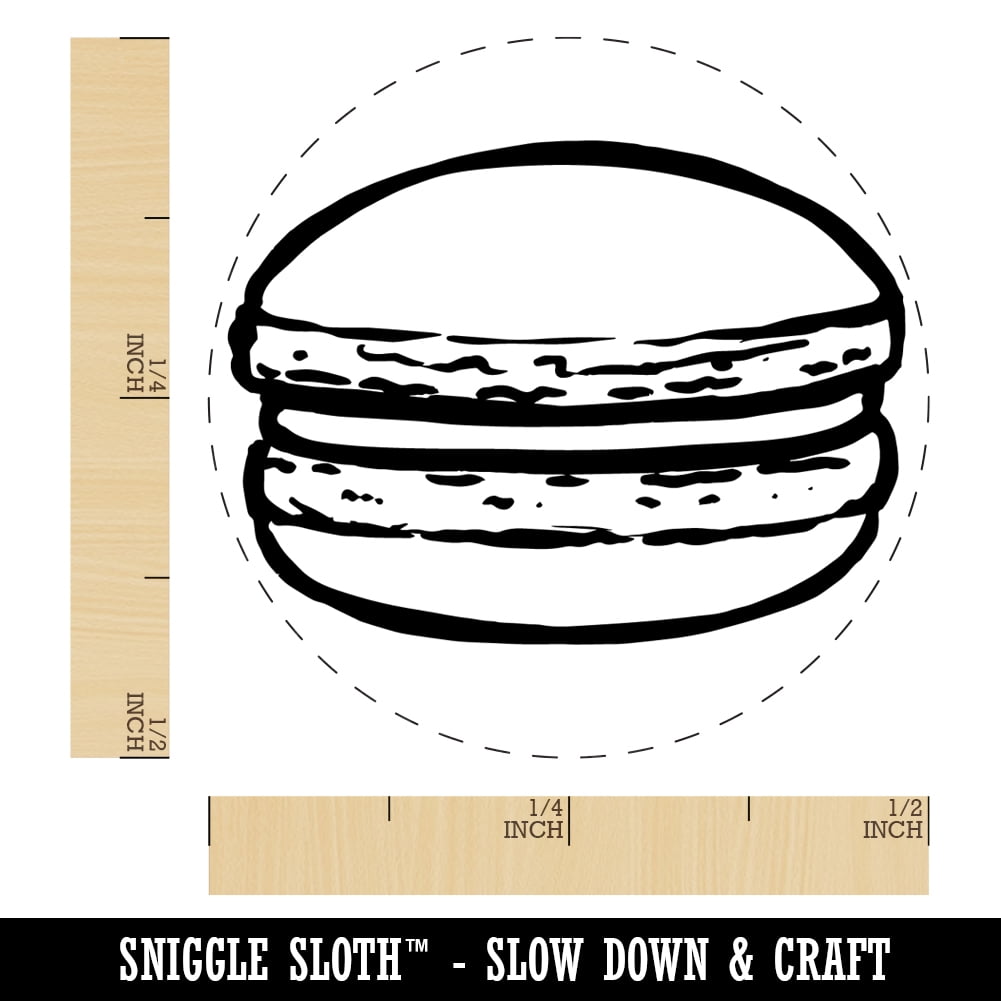 Macaron Cookie Sketch Self-Inking Rubber Stamp Ink Stamper - Dry Pad (No Ink) - Mini 1/2 Inch
