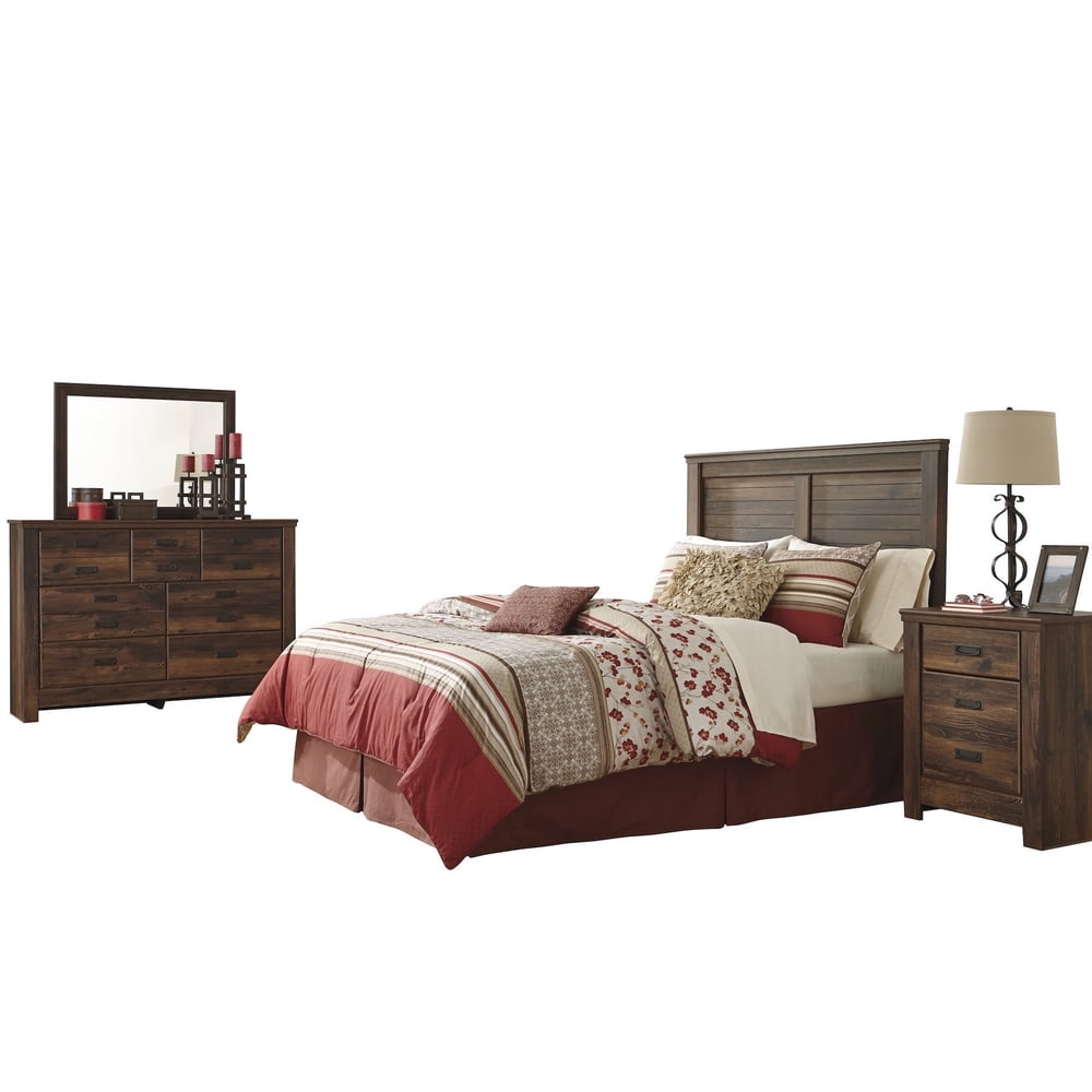 Ashley Furniture Quinden 4 PC E King Panel Headboard Bedroom Set Dark