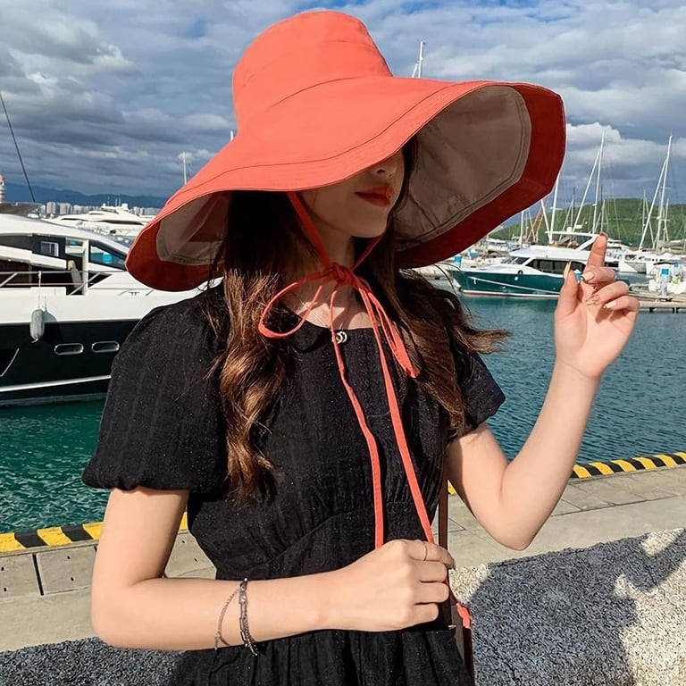 Packable Cotton Sun Hat with Wide Brim UV Protection for Women Super Wide Brim Women Sun Hat Cotton Floppy Packable  main image 2