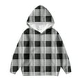 thumbnail image 2 of Girls And Boys Autumn And Winter Color Round Neck Long Sleeved Pocket Sports Casual Children Hooded Sweatshirt,children's checkered sweatshirt features regular sleeves, a hooded collar and pockets, 2 of 4