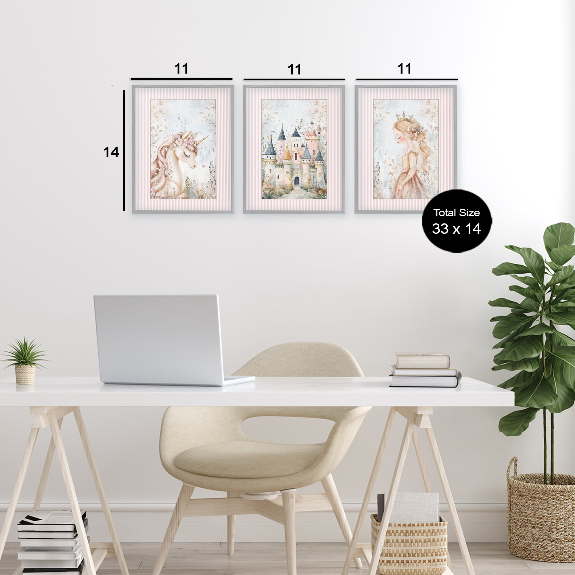 Stupell Industries Fantasy Enchanted Dreams 3 Piece Gray Framed Giclee Art Set, design by Christine Simpson Art