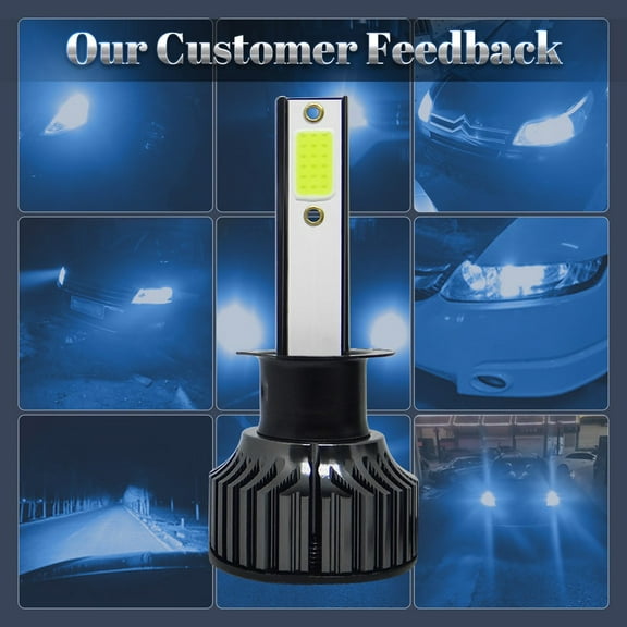 Mduoduo 1Pair LED Headlight Bulbs H1/H3/H4/H7/H11/9005/9006 9V-36V 36W 8000K Ice Blue Light Waterproof Car Double-sided Lamp Accessories Car Accessories