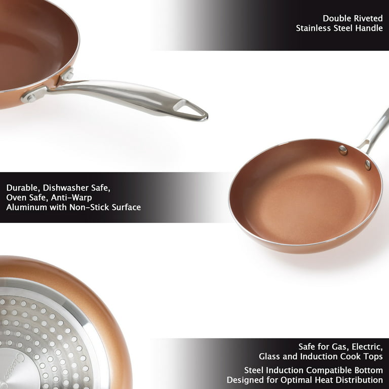 8/10/12 Inch non-stick Skillet Copper Frying Pan With Ceramic Coating  Induction Cooking Frying