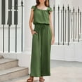 thumbnail image 6 of Ltctricy Jumpsuits for Women Square Neck Drawstring Ruffle Cap Sleeve Rompers Wide Leg Overalls with Pockets, 6 of 6