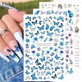 thumbnail image 2 of Calcomanías holográficas de mariposas para manicura, calcomanías azules y negras, flores temáticas de primavera, decoración de uñas, CHF672-681 de manicura Tan Jianjun unisex, 2 of 2