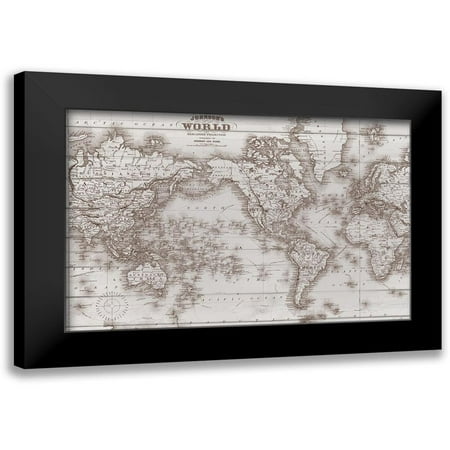 Allen, Candace 14x11 Black Modern Framed Museum Art Print Titled - Vintage World Map 2