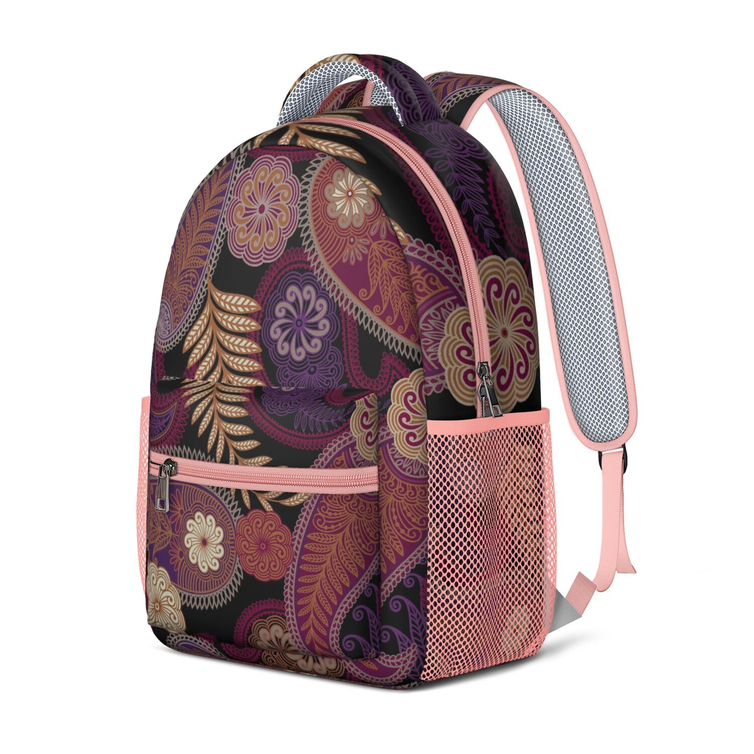 Paisley Boho Vintage Backpack - Waterproof Ergonomic Bookbag with Spacious Compartments for School