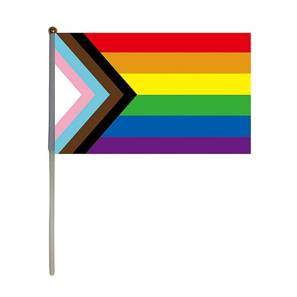 Xvggdg 100 Buah 14*21cm Bendera Tangan Kustom Bendera Tangan Pelangi Bendera Mobil Moto Bendera Kebanggaan Gay Lesbian Amerika Untuk Pesta