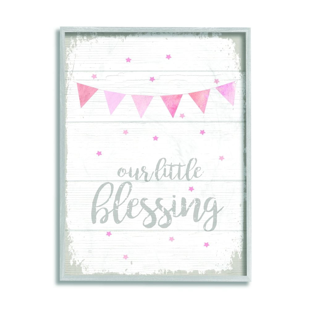 The Kids Room by Stupell Our Little Blessing Pink Kids Word Design Framed Wall Art by Daphne Polselli