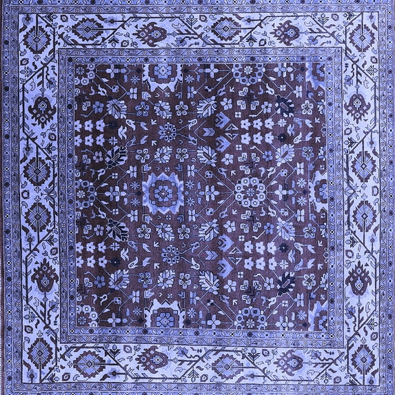 Ahgly Company Machine Washable Indoor Square Oriental Blue Industrial Area Rugs, 6' Square