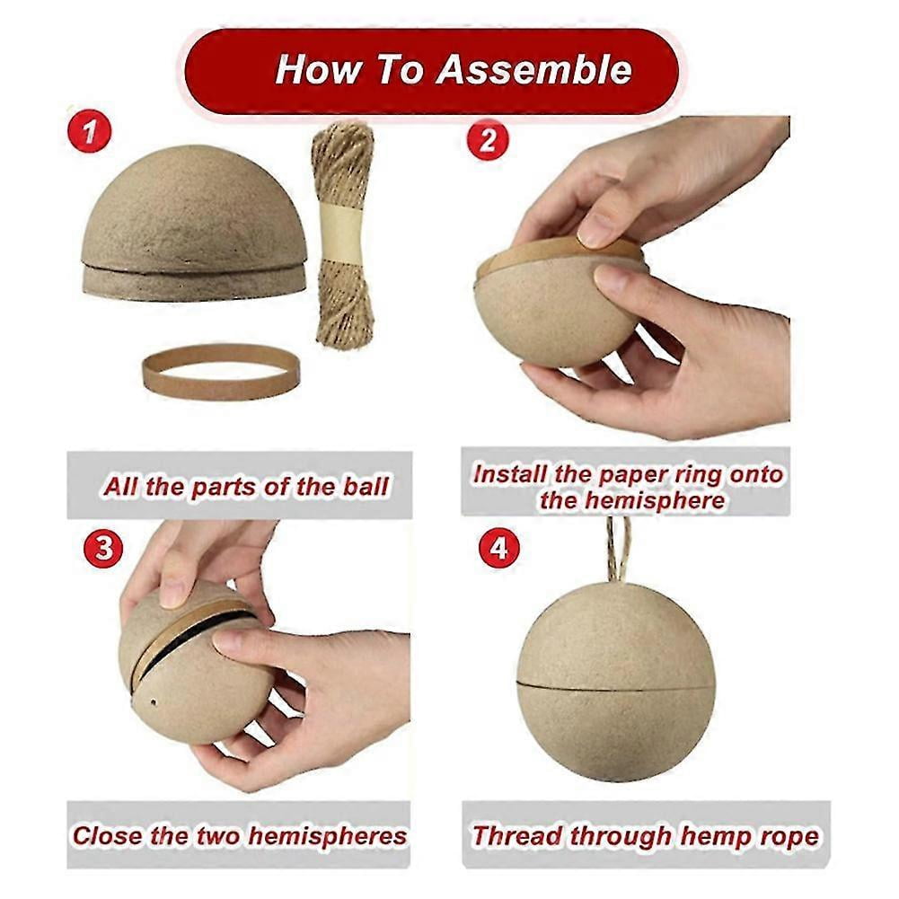 24 Pcs Christmas Paper Mache Balls 3.15 Inch Unpainted Empty Ball Ornaments Craft Supplies-C13