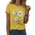 thumbnail image 4 of GEWSEY Women's Short Sleeve Crew Neck Sunflower Graphic Printed Summer Tee Vintage T Shirt Cotton Tops Novelty Cool Shirt (Yellow, 3XL), 4 of 6