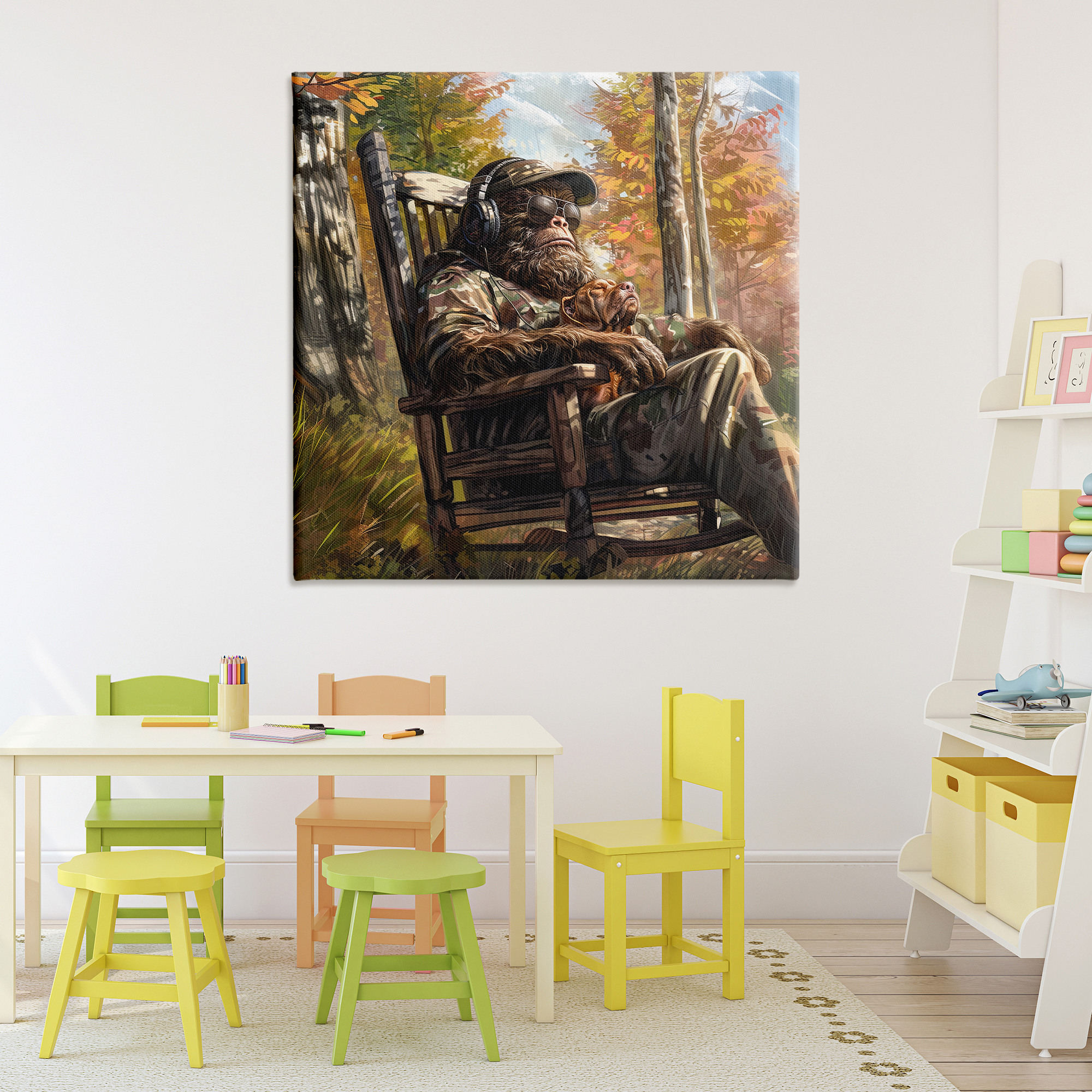 Mythical Creature with Headphones Canvas Wall Art, design by Jim Baldwin