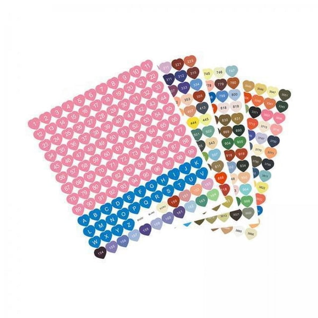 2x Pegatinas de Etiquetas de Número de Color Multifunción de Corazón 447 Pegatinas de Etiquetas de Almacenamiento de Pintura de 2 piezas
