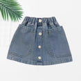 thumbnail image 4 of GiLiling Denim Skirts for Girls Mini Skirt Elastic Waist A-Line Skirt with Large Pockets and Decorative Buttons for Casual Everyday Wear (Blue, 6-7 Years), 4 of 6