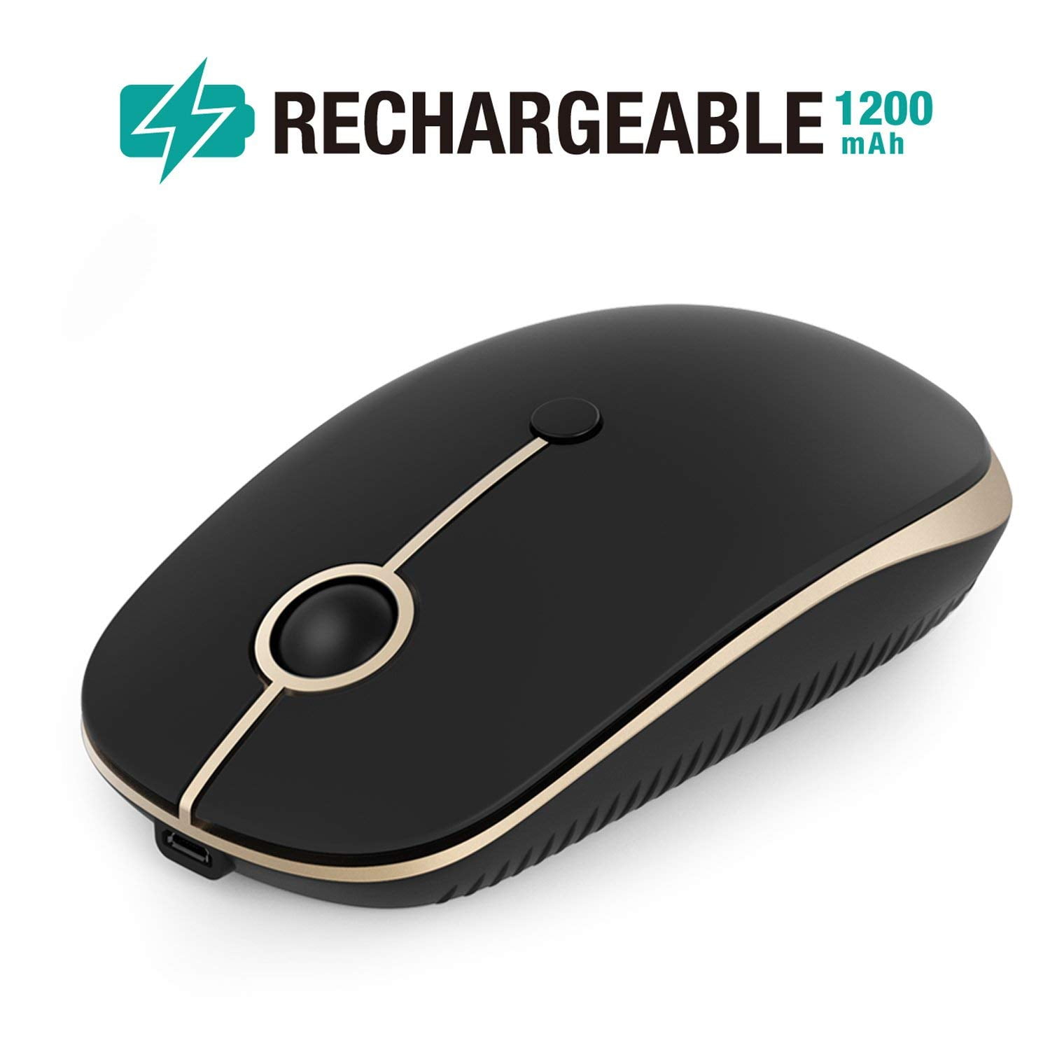 Rechargeable Wireless Mouse, Jelly Comb 2.4G Slim Optical Mice Less