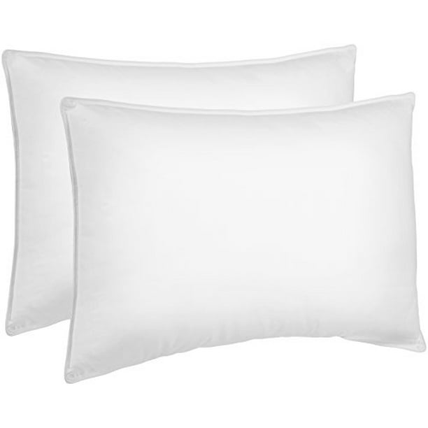 Basics Down Alternative Bed Pillows for Stomach and Back Sleepers - 2-Pack, Soft Density ...