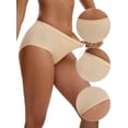 thumbnail image 3 of Unique Bargains Women's Mid-Waisted Elastic Waistband Full Coverage Briefs L Beige, 3 of 6