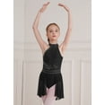 thumbnail image 3 of Aiihoo Girls Shiny Lyrical Dance Dress Sleeveless Halter Neck Leotard Wrap Skirt Modern Jazz Ballet Dress Black 6, 3 of 7