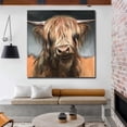 thumbnail image 2 of Cuadro de vaca de las tierras altas de una pieza impreso en lienzo, carteles de animales, imagen artística de pared para sala de estar, decoración moderna del hogar sin marco, 2 of 5