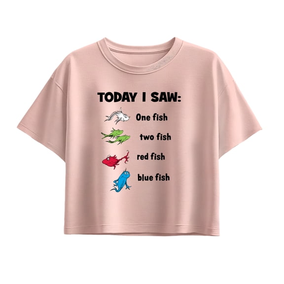 Dr. Seuss - Today Saw One Fish  - Youth Girl Short Sleeve Boxy Tee