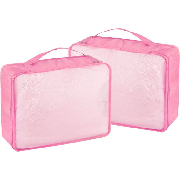 Packing Cubes Set, 2 Pcs Packing Organizers Set for Suitcases, Large Capacity Travel Luggage Organizers Set includes 7 Large Size Storage Bags, Convenient Organizer Bags for Travel (Pink)
