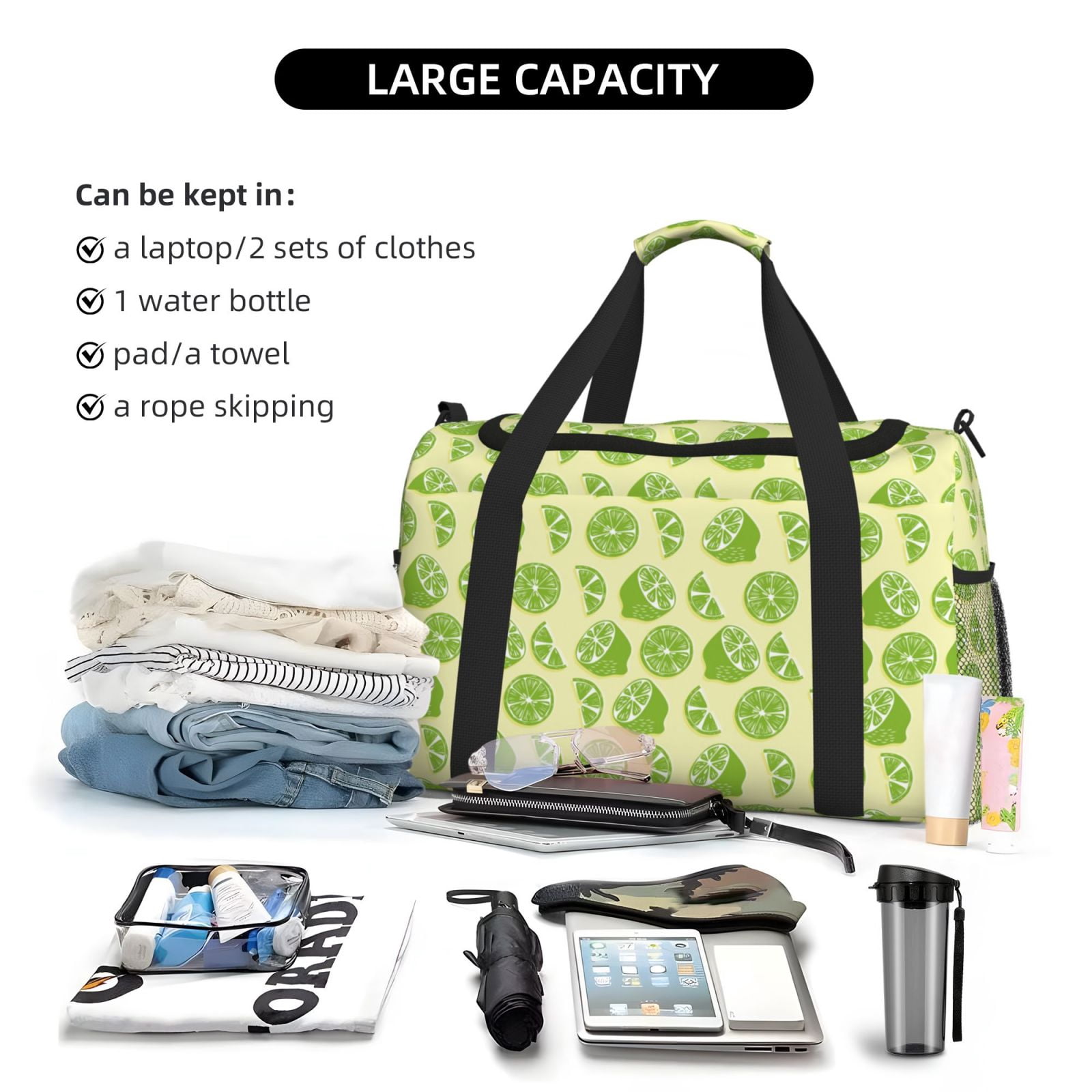 Fuzoiu Various Lemons Print Travel Duffle Bag,Carry On Tote Bags,Duffel Bag,Sport Gym Bag, Hospital Bag for Labor and Delivery, Overnight Bag,Luggage Bag