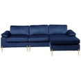 thumbnail image 5 of Maklaine Modern Velvet Sectional Sofa with Gold Legs in Blue, 5 of 11