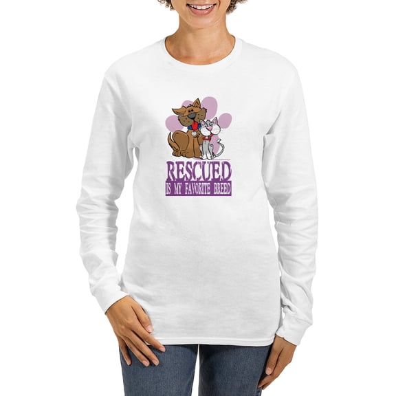 CafePress - Rescued Is My Favorite Breed Women's Long Sleeve T - Women's Long Sleeve Graphic Casual T-Shirt