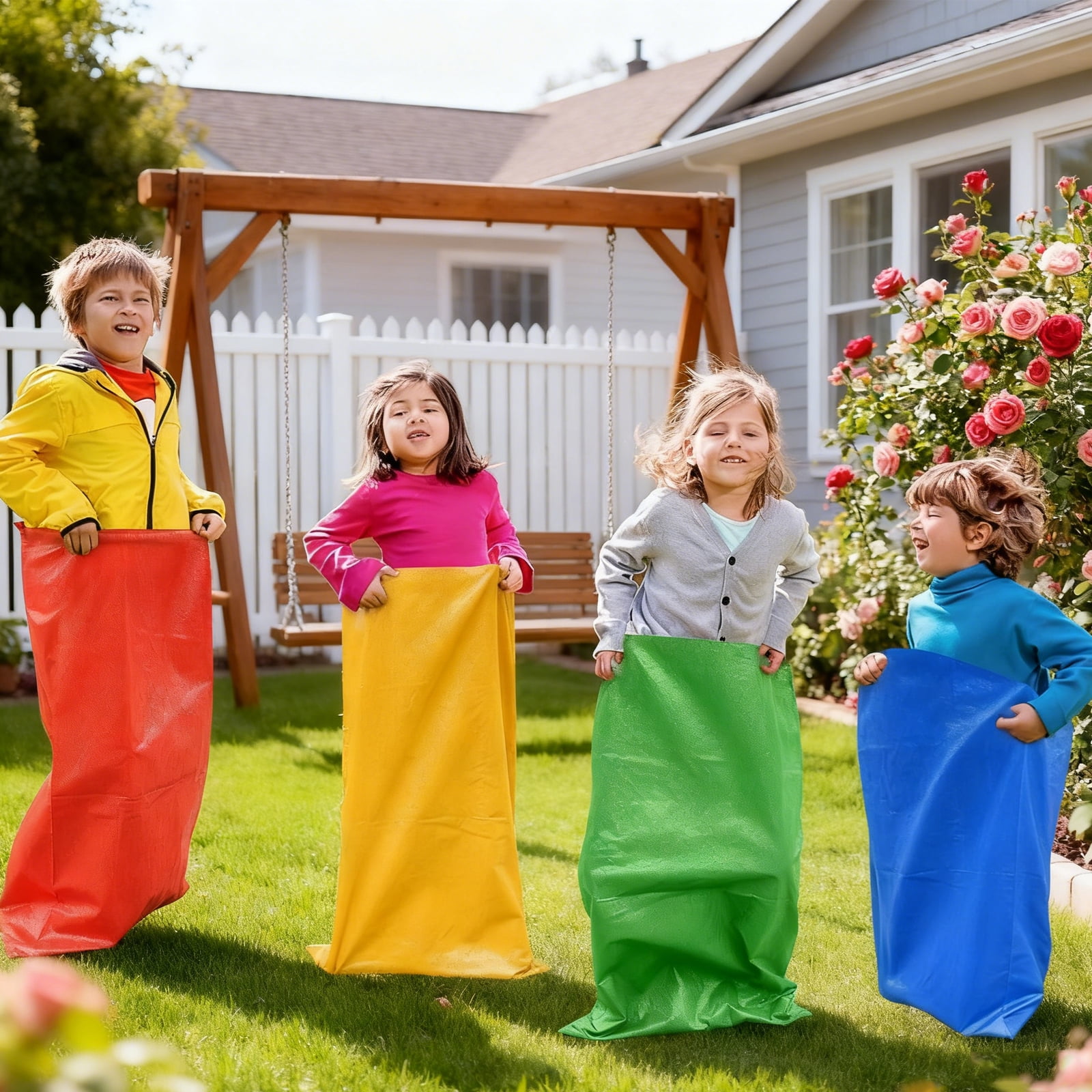 8pcs Colorful Jumping Bags for Childrens Outdoor Activities Sacks Race Game at Family Gatherings Sturdy Materials