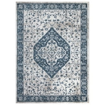 Pearl Heriz Blue 5 ft. x 7 ft. Medallion Area Rug